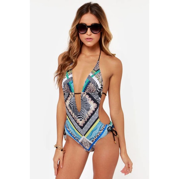 Obey Other - Obey Lorelei Multi Print One Piece Swimsuit Small